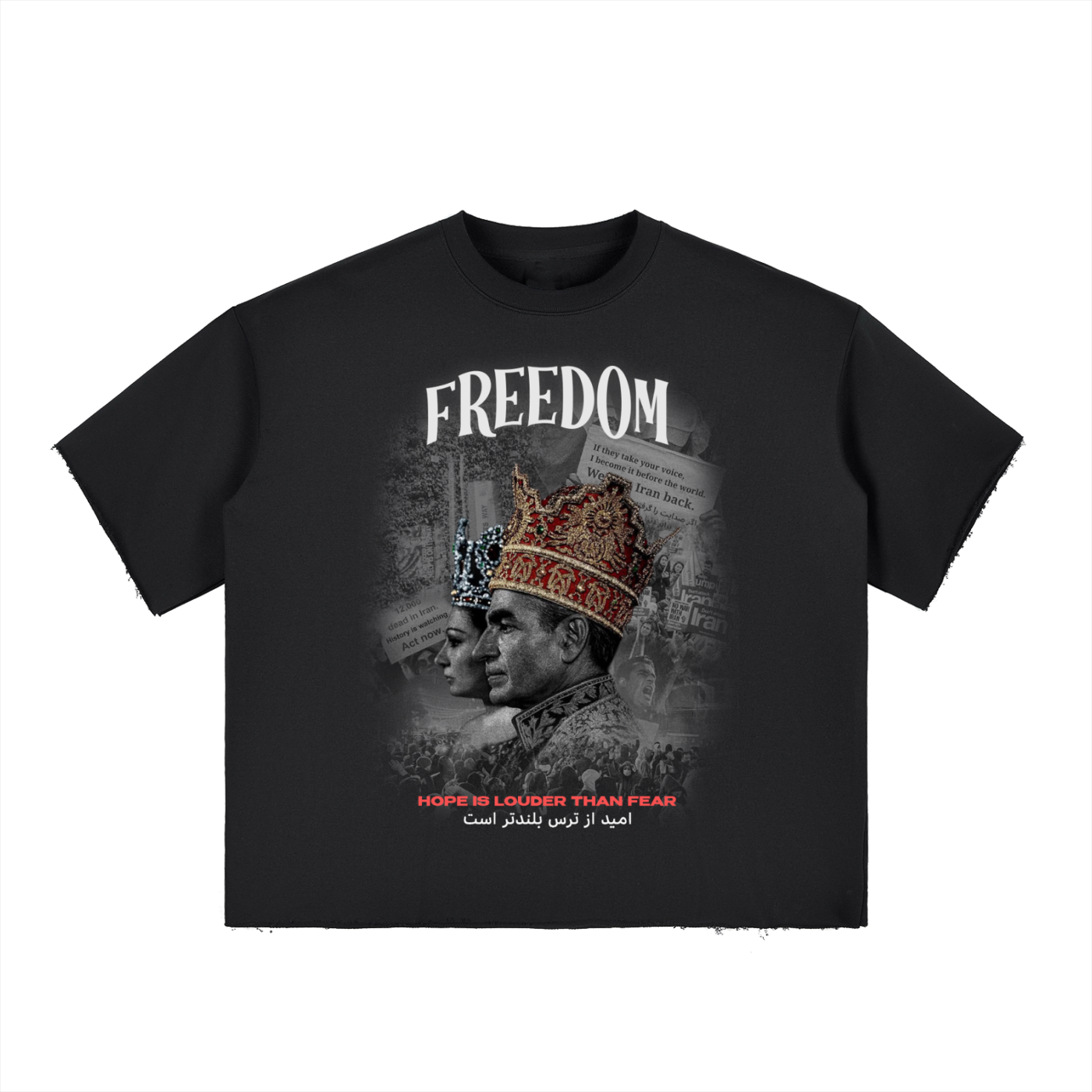 Boxy Half-Sleeve Raw-Edge T-Shirt